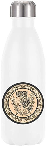 Ancient Athenian Amphora Owl Vacuum Insulated Thermal Water Bottle White