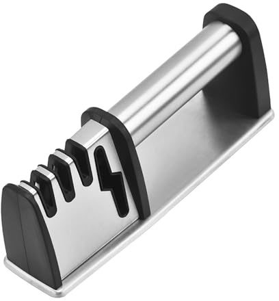 Affilacoltelli, accessori professionali per coltelli da cucina 4 in 1, strumento per affilare lame e forbici da cucina, affilacoltelli manuale per forbici e coltelli di diverse dimensioni.