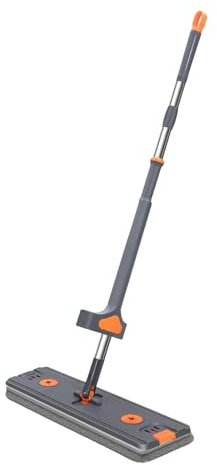 MagiDeal Trapeador de Piso, trapeador húmedo para Polvo con 2 Almohadillas de trapeador Lavables, trapeador Plano para Limpieza de Pisos, Manos Libres, para, Gris Oscuro 45cmx12cm