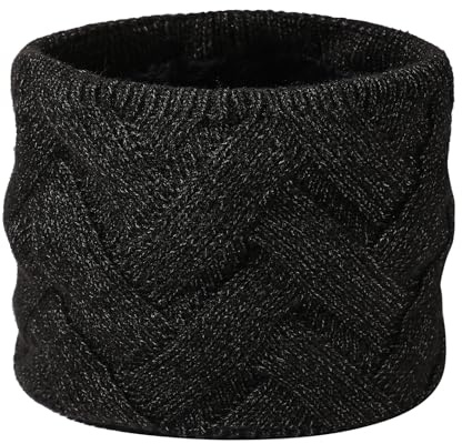 DISSA Écharpe Tubulaire Hiver Hommes et Femmes - Cache-Cou Épais en Polaire Douce Uni, Masque de Ski, Cagoule Élastique, Foulard Chaud pour Ski et Outdoor,Noir,W18
