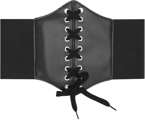ZOLGINAH Corset noir pour femme, large ceinture à lacets élastique, ceinture rétro pour femme, corset noir pour costume de pirate, Halloween et tenues rétro