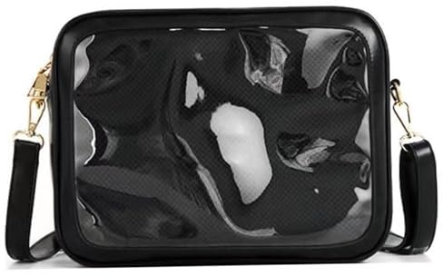 Ita väska crossbody axel PU pin display väska med justerbar rem Kawaii svart för anime cosplay temafest, 25 x 20 x 7 cm ..