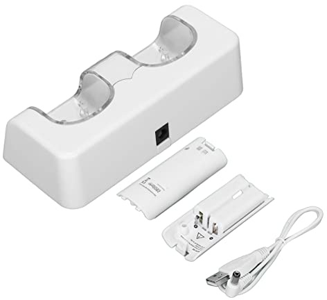 Asixxsix Caricabatterie Remoto, Portatile Ricaricabile Con Doppia Doppia Stazione di Ricarica Con Cavo di Alimentazione e Adattatore CA PER LA BATTARIA DEL TELECOMANDO DEL GIOCO (WHITE)