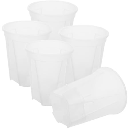 CIYODO Set de 5 Macetas de Autorriego para Plantas de Interior Plástico Transparente Tamaño Mediano 18 CM Diámetro Exterior X 125 CM Diámetro Base X 204 CM Alto Depósito de Agua