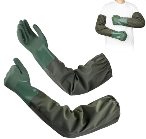 Graceever 1 Paar lange Handschuhe, 70 cm, aus Gummi, Schutzhandschuh, chemisch, wasserdicht, rutschfest, für Reinigung des Teiches, Industrie, Landwirtschaft, Fischerei, Bau