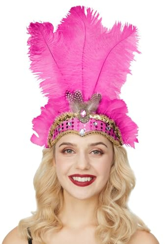 Karneval Damen Samba Kopfschmuck Federschmuck Faschingskostüme Fasching Mottoparty Federkopfschmuck Brasilien Feder Haarschmuck Frauen Karneval-Kopfschmuck mit Federn