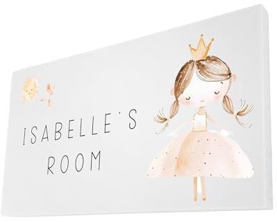 Personalised Princess Door Sign for Girls – Soft Pastel Design – 180mm x 100mm – 10mm Thick Foam Board – Nursery & Bedroom Name Plaque with Sticky Pads