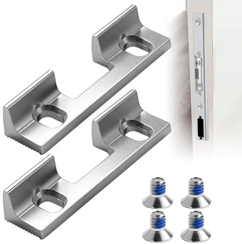 Gache de Porte Réglable en Alliage Aluminium, Kit Remplacement 2 Pièces | 2 plaques, entre-axes 32mm, trous ovales réglables, vis fixation, montage tournevis, anti-desserrage, portes intérieures