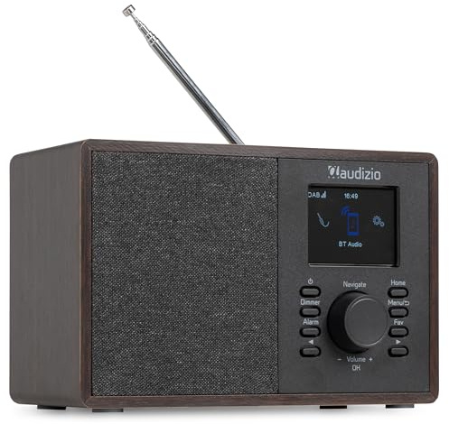Audizio Cosa WLAN Internetradio klein - DAB+ Digitalradio mit Bluetooth - Kompaktes Küchenradio, Radiowecker, Farbdisplay & Kopfhöreranschluss - Dunkelbraun | AUX, Bluetooth, WLAN und DAB+/UKW-Radio, 30 W Stereo-Sound, optimal und perfekt für Schlaf- und Ruheräume