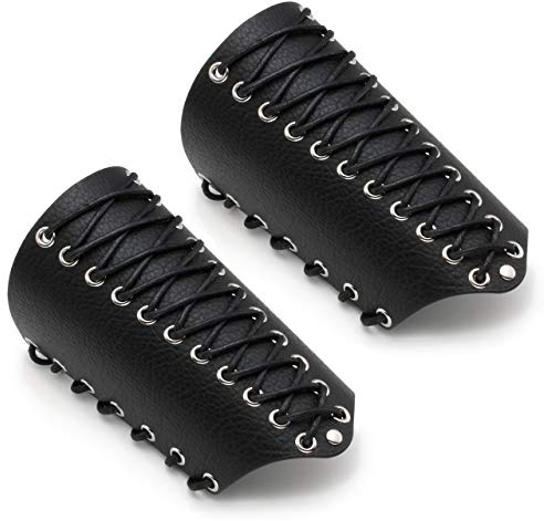 MANFNEE Leder Armschutz Gothic Armschutz breite Manschette Punk Armband Männer schwarzer Armschutz