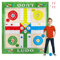 Relaxdays Ludo Tapis, XXL, Grand Tapis de Jeu Comprenant 16 pions, 2 dés, 4 Sardines, Jardin, 160x180 cm, coloré
