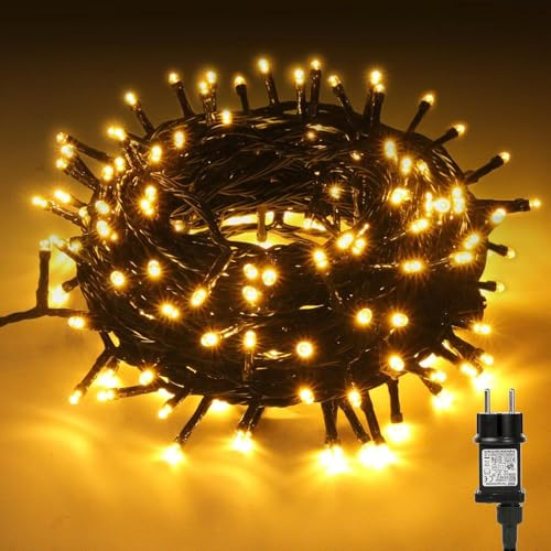 CHOIGN Guirlande Lumineuse Exterieure 23M/33M/55M, Étanche 200LED 8 Modes,Guirlande Lumineuse Sapin de Noel avec Prise,pour Intérieur Extérieur Fête Chambre Mariage Balcon Mur Noel [Blanc Chaud]