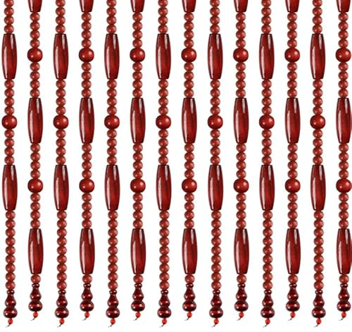 Türvorhang Holzperlenvorhang mit KreisdesignTüröffnung Vorhänge 90x200CM 31Leinen GHB1001B (Braun)