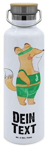 Mr. & Mrs. Panda Personalisierte Trinkflasche Sportler Herz - Geschenke, Mit Text, Selbst Gestalten, Namen, Flasche Gravur, Geschenk