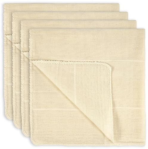 4 Stück Passiertuch Wiederverwendbar - Reißfestes Käsetuch aus Baumwolle, Nussmilchbeutel aus Mulltücher für Käseherstellung und Bio-Nussmilch, Passiersieb Netzspültuch Waschbar 50 x 50 cm