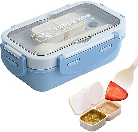 Loncheras, con separadores extraíbles, diseño de rejilla de compartimentos, contenedor de almuerzo para ensalada, cuenco de ensalada con recipiente para aderezo para alimentos,
