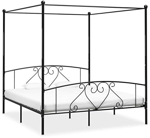 Gecheer Himmelbett-Gestell Schwarz Metall 200 x 200 cm