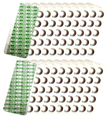 200 compresse rapide per test dell'acqua, 100 x pH di durezza dell'acqua fenolo rosso, 100 x cloro libero DPD1, per tester dell'acqua e tester per piscine, confezione di ricarica, accessori per