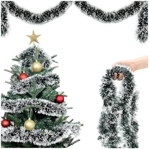 Weihnachtsgirlande Tannengirlande Künstlich Girlande Weihnachten, 5m 10m Weihnachtsbaum Girlande, Weihnachtsdeko Tannengirlande Hängende Dekoration für Haus Treppen Kamin Innen Außen (10M)