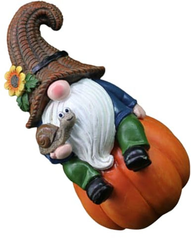 Kisangel Statuette De Nain De Jardin en Résine pour Décoration Extérieure Et Intérieure, Petite Sculpture 12 Cm Citrouille Thème Récolte Automnale, Ornement Micro-Paysage Festif, Présent Saisonnier
