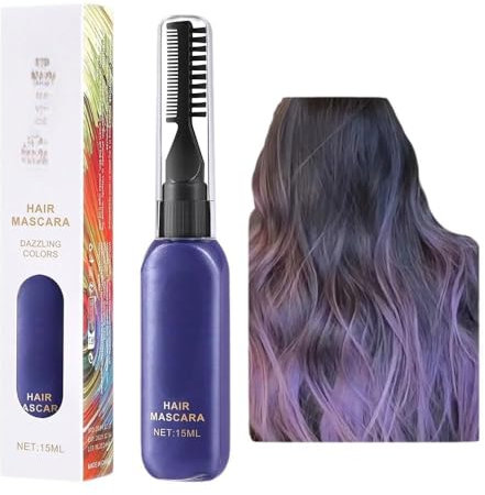 Juego de rímel con tinte temporal para el cabello, 8 colores brillantes, diseño de pincel de doble punta, aplicación rápida, fácil de usar y lavar, adecuado para uso diario