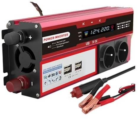 Convertisseur Tension Onduleur 4000 W 3000 W DC 12 V vers AC 220 V 230 V pour Camping-Car Téléphone Voiture Transformateur avec 4 Prises USB UE Affichage LED(4000W)