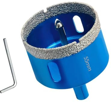 55MM Diamond Hole Saw with Pilot Center Drill Bit,Glass Hole Saw Core Drill Bit with Diamond Surface Coating,Vacuum Brazed Diamond Core Hole Cutter for Tile,Porcelain,Glass