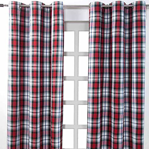 Homescapes Ösenvorhang Blickdicht Macduff Tartan Schottenmuster Dekoschal 2er Set Breite 137 x Länge 228 cm Vorhang Paar 100% Baumwolle