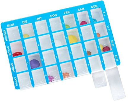 Pillendose Arzneikassette 7-Tage, 1 Woche, Blau - Tablettenbox Pillenbox
