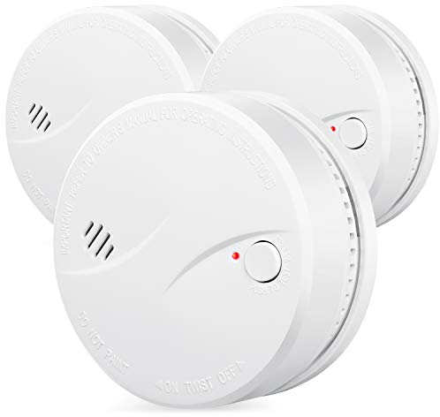 HEIMAN Rilevatore di fumo con 10 anni batteria, VdS, BOSEC, EN14604, allarme antincendio certificato CE, sensore fotoelettrico con allarme fumo di controllo automatico (3 Pezzi)