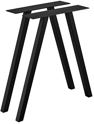 [en.casa] Conjunto de Patas de Mesa de Comedor Set de 2X Patas 70 x 12 x 72 cm Base de Muebles Pies de Mesa con Protectores DIY Hágalo Usted Mismo Acero Negro