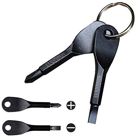 SANJINFON Tournevis de poche double usage : tournevis à tête plate et petit tournevis cruciforme, outil porte-clés, mini tournevis EDC, meilleurs outils pour homme 2023 (2 pièces, noir)
