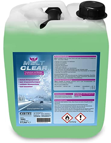KABITEC MELT CLEAR Frostschutz und Scheibenreiniger für Scheibenwaschanlagen, Hochkonzentrat, 1x 5 Liter Kanister mit innenbelüftetem Ausgiesser