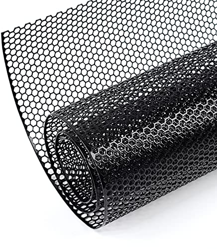 AggAuto 120×40cm Noir grille de course, Taille du trou de Nid d'abeille 6×1mm, grille en aluminium, universels grille de radiateur de voiture