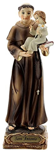 Holyart Statue in resina e PVC: Sant'Antonio Padova base dorata statua resina 15 cm