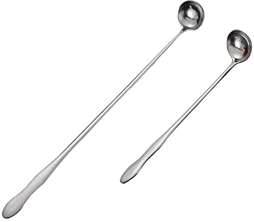 GudGmtoy Löffel mit langem Griff, 2-teiliges Set, Stößellöffel, Edelstahl, spülmaschinengeeignet, Rühr- und Schaufeltyp, Marmeladenlöffel, praktisch 26 & 32 cm