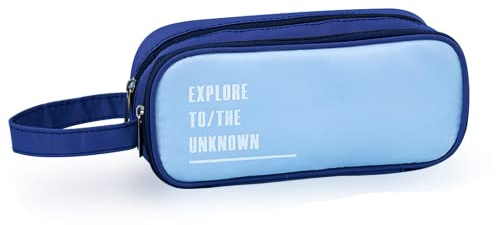 iSuperb Federmäppchen mit 2 Reißverschluss Große Kapazität Schulmäppchen Federtasche Mäppchen Grün Make-up Tasche Etui Schule Pencil Case für Schule & Büro Unisex