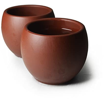 YXHUPOT Teetasse, chinesischer Ton, echte rote Dahongpao Zisha GongfuTeetassen, 80 ml (runde Trommelrot), 2 Stück