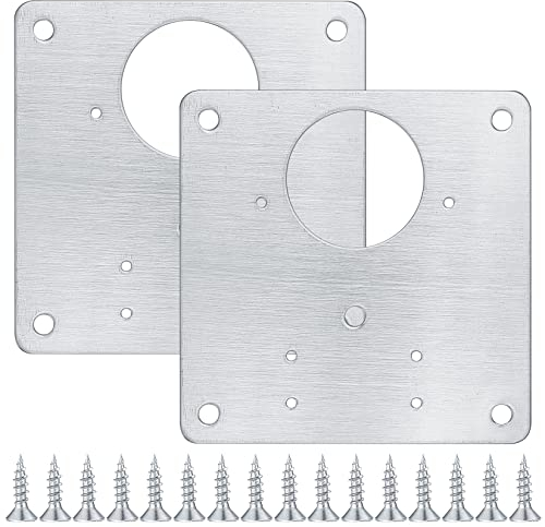 2 Piezas Placas de Reparación de Bisagras de Gabinete, Placas de Bisagras de Puerta de Armario de Cocina con Orificios, Placas de Montaje Planas Ocultas de Acero Inoxidable con Tornillos