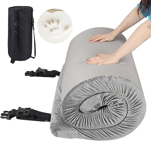 REDCAMP 7.6cm Thick Memory Foam Camping Mattress, Detachable outer Cover，Portable Roll Up Single Guest Bed for Car, Tent & Floor, Futon Mat Sleeping Pad, Grey Large Single