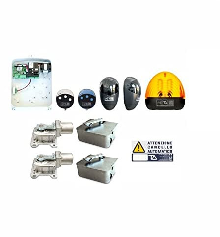 Kit motore elettromeccanico interrato UM7 cancello a battente max 500Kg / 2,50 metri per battente, cassette di fondazione, 2 radiocomandi, fotocellule, lampeggiante - Tecno Automazione KITIB7TN