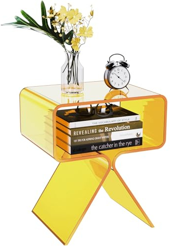 solaround Acryl Nachttisch Beistelltisch, Modernes Design Clear Home Decor Display Endtisch (Gelb)