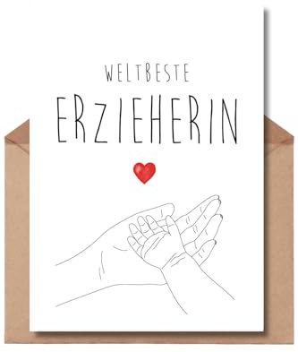 The Life Barn Postkarte mit Umschlag Weltbeste Erzieherin Dankeskarte | Hochwertige Karte aus 350g Papier, inkl Kraftpapierumschlag