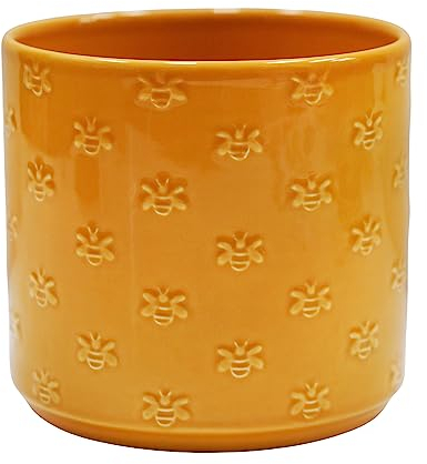 Ivyline Maceta, Loza, Abeja Amarilla, 13,5 cm de diámetro x 12,5 cm de Alto