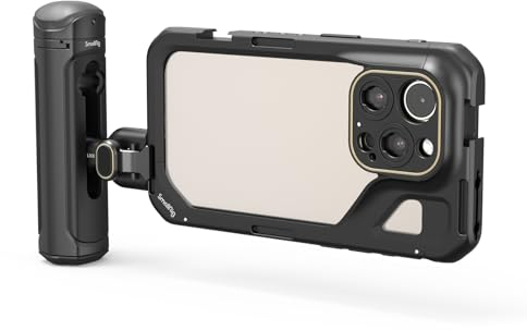 SMALLRIG Kit de Cage de Téléphone pour iPhone 15 Pro, Kit de Cage Vidéo Mobile avec Poignée à Dégagement Rapide sans Fil pour Enregistrement Vidéo/Youtube/Diffusion en Direct/Vlog - 4398