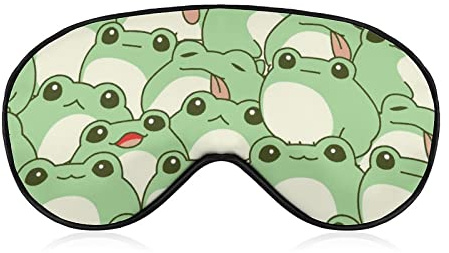 Weiche Augenmasken mit verstellbarem Riemen, kompatibel mit der niedlichen Frosch-Schlafmaske, leichte, bequeme Augenbinde, blockiert Licht für Männer und Frauen, Reisen, Nickerchen im Freien