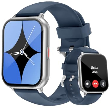 Smartwatch Damen Herren mit Bluetooth Telefonfunktion,1.85'' HD Display Fitness Tracker,Smart Watch Fitnessuhr mit Schrittzähler 110+ Sportmodi Pulsmesser Schlafmonitor kompatibel für iOS Android