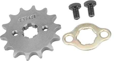 A ABSOPRO Piñón Delantero de Motor de Motocicleta, Cadena 428, 14T, 17mm para ATV UTV con Motores de 110cc, 125cc, 140cc, 150cc y 160cc, Tono Titanio