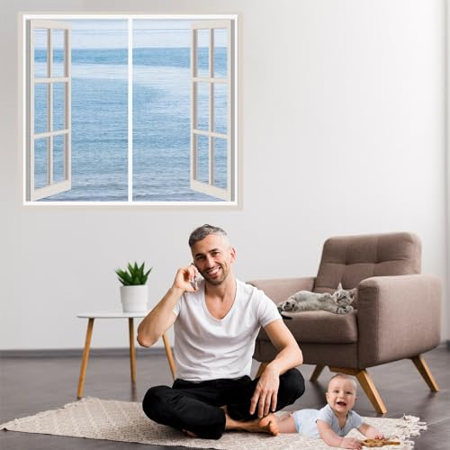 Mosquitera Puerta Magnetica 80x90cm Blanco ventana de Malla Corredera cortina para del Balcón Corredor Contraventanas Para Puerta Delantera Apartamentos Y Más