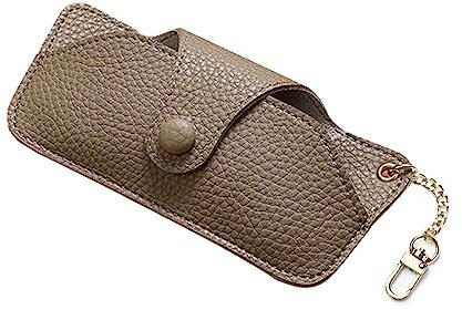 jojobasec Brillenetui für Handgelenk, PU-Leder, zum Aufhängen, Hals, Handgelenkkette, für Herren, Damen, Khaki